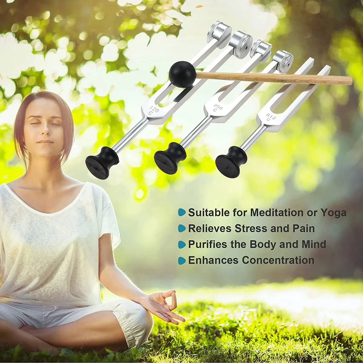 Набор из 3 камертонов (128 Гц 256 512 Гц) комплект для исцеления чакр звуковой терапии