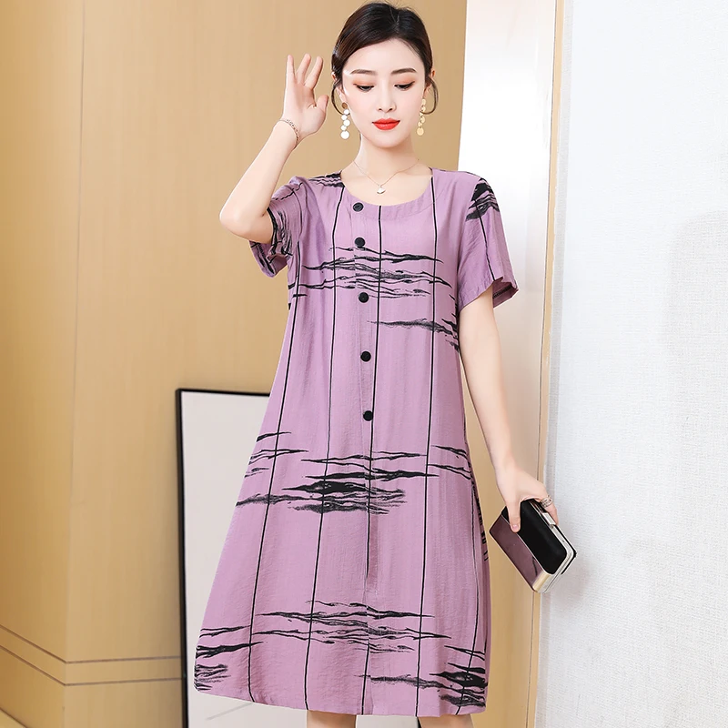 

Women's Summer Dress Ladies Fashion Casual Printed Short Sleeve Dress Party Beach Sundress Vestido