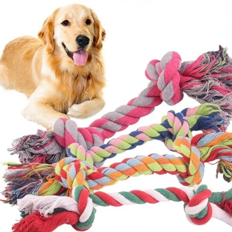

1PC 17cm Pet Dog Puppy Cotton Chew Knot Toy Durable Braided Bone Rope Molar Toy Pets Teeth Cleaning Supplies Random Color