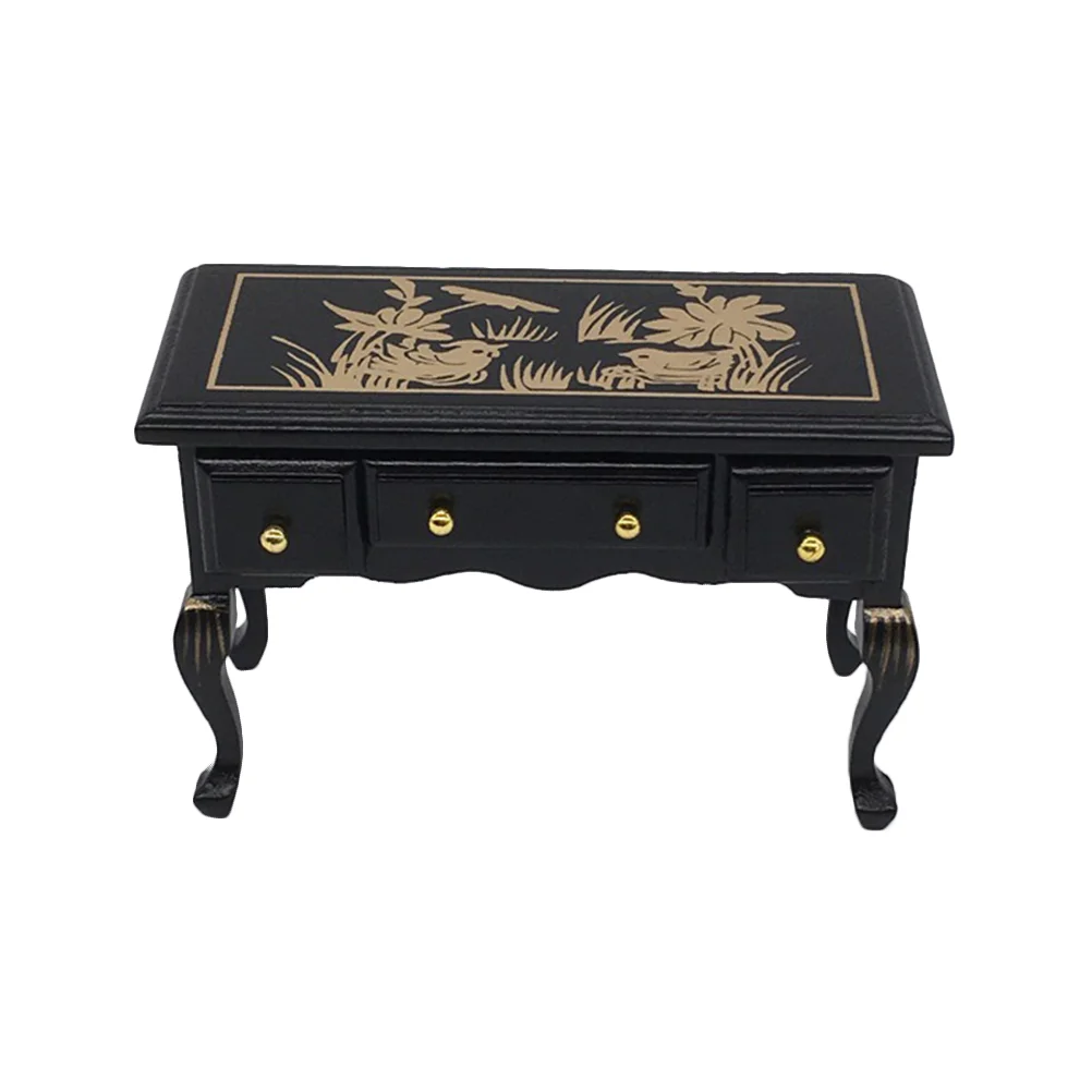 

Black Furniture Small House Decor Black Desks Mini House Desk Toy Miniture House Furniture Mini House Writing Desk Wooden