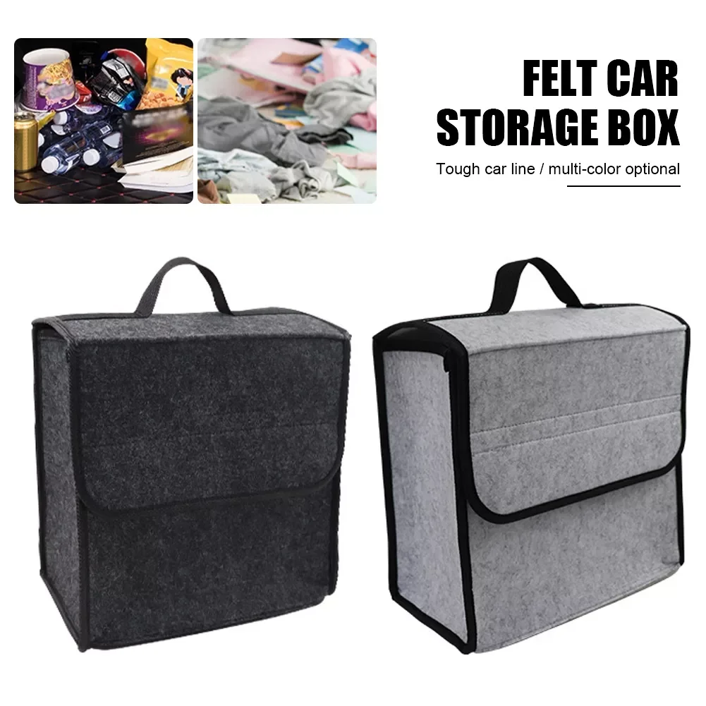 

Folding Large Capacity Car Trunk Seat Organizer Storage Bag Multipurpose Felt Trunk Storage Box Cargo Container Car Accessories