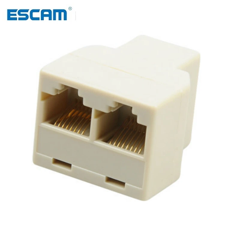 

ESCAM 3Pcs 1 To 2 Way LAN Ethernet Network Cable RJ45 Female Splitter Connector Adapter