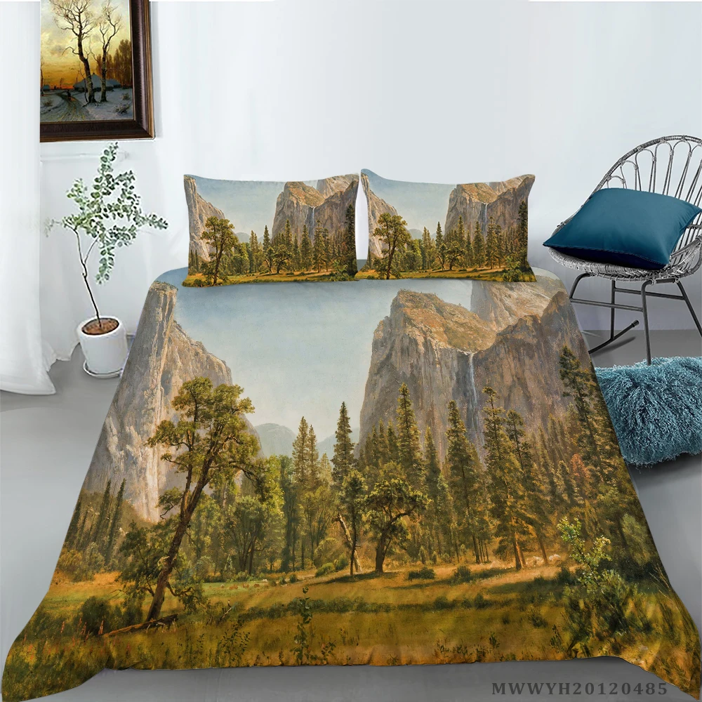 3D Groene Waterval Olieverf Afdrukken Beddengoed Set Dekbedovertrek Met Kussenslopen Twin Koningin Koning Maten 2/3 шт.
