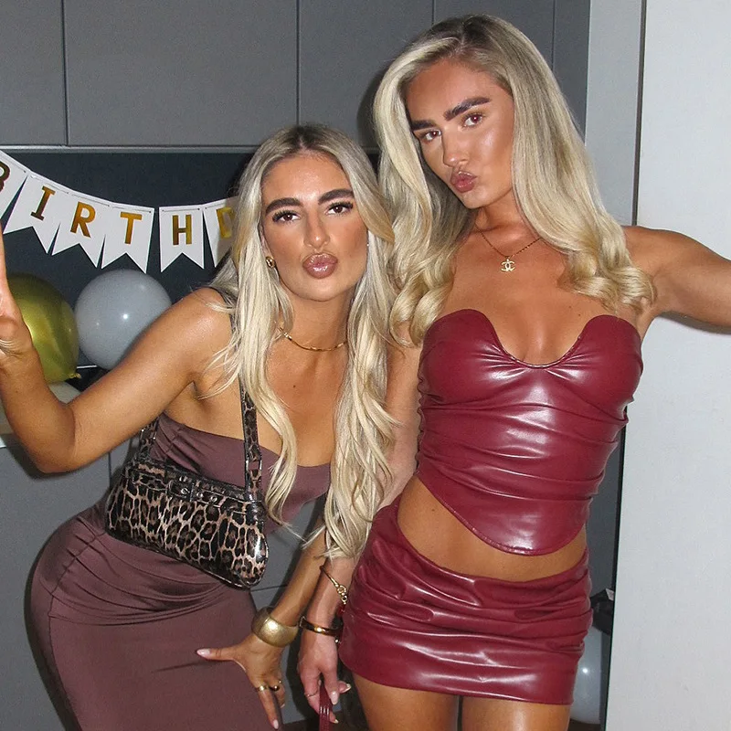 Gtpdpllt Комплект из искусственной кожи черный женский