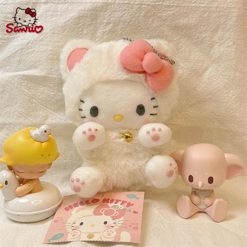 

Плюшевая кукла Hello Kitty Sanrio 10 см, мягкая мультяшная школьная сумка с подвеской, маленькое украшение, плюшевый подарок для девочки, Spotify Premium