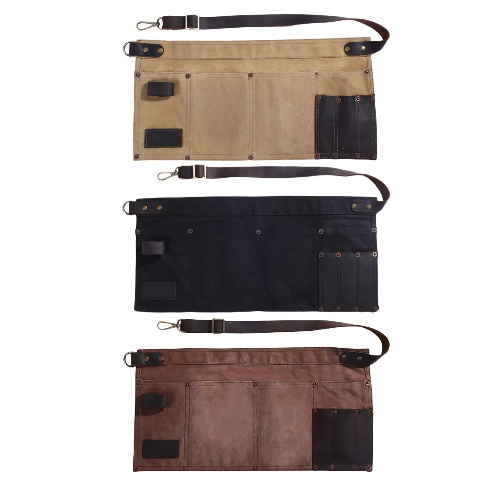 

Kitchen Cooking Aprons 4 Big Pocket Oil Wax Canvas Bib Apron for Waitress