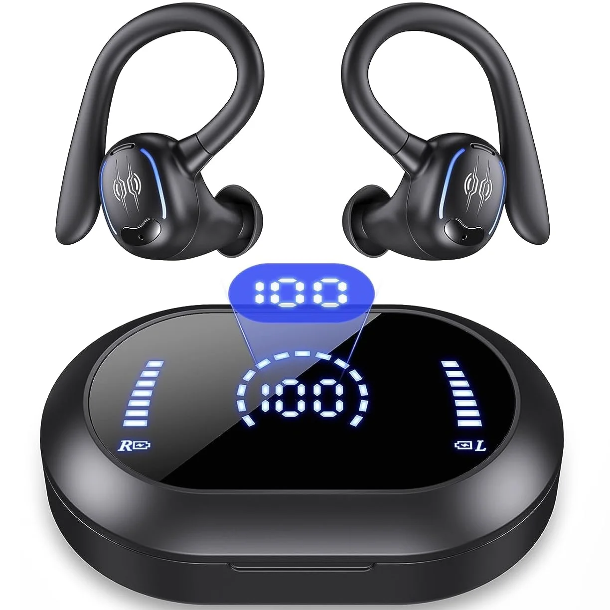 

Wireless Earbuds, Bluetooth 5.3 Earphones,Wireless Headphones HiFi Stereo Sound with Mic, Sport Headsets in Ear Earhooks for Gym