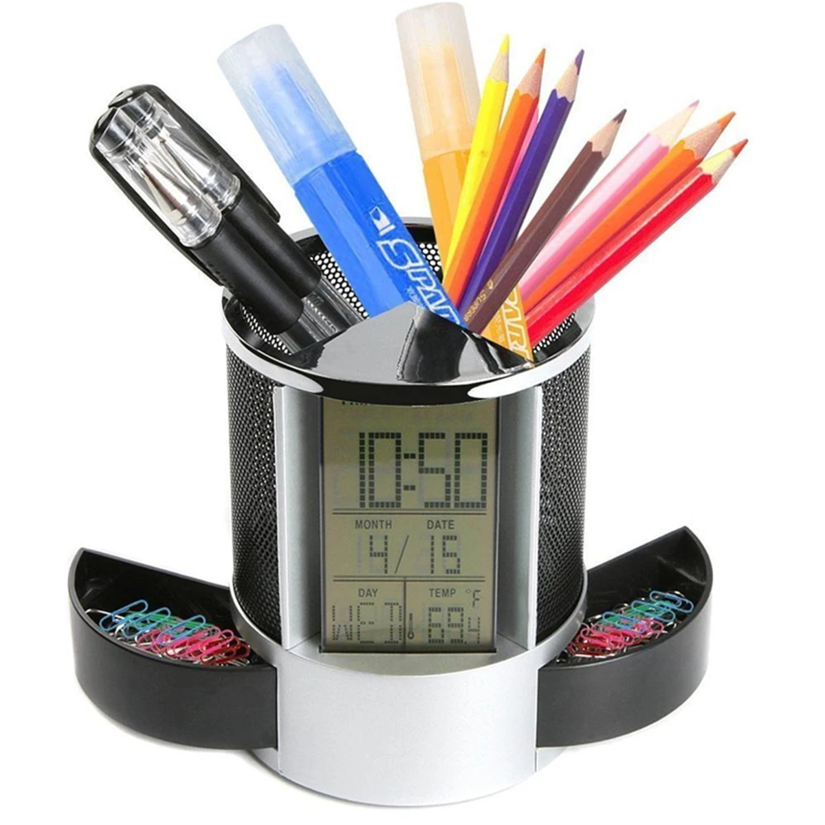 

Digital Snooze Alarm Clock Pen Holder Calendar Temperature Display Clock for Home Office Digital Snooze Alarm Clock Digital