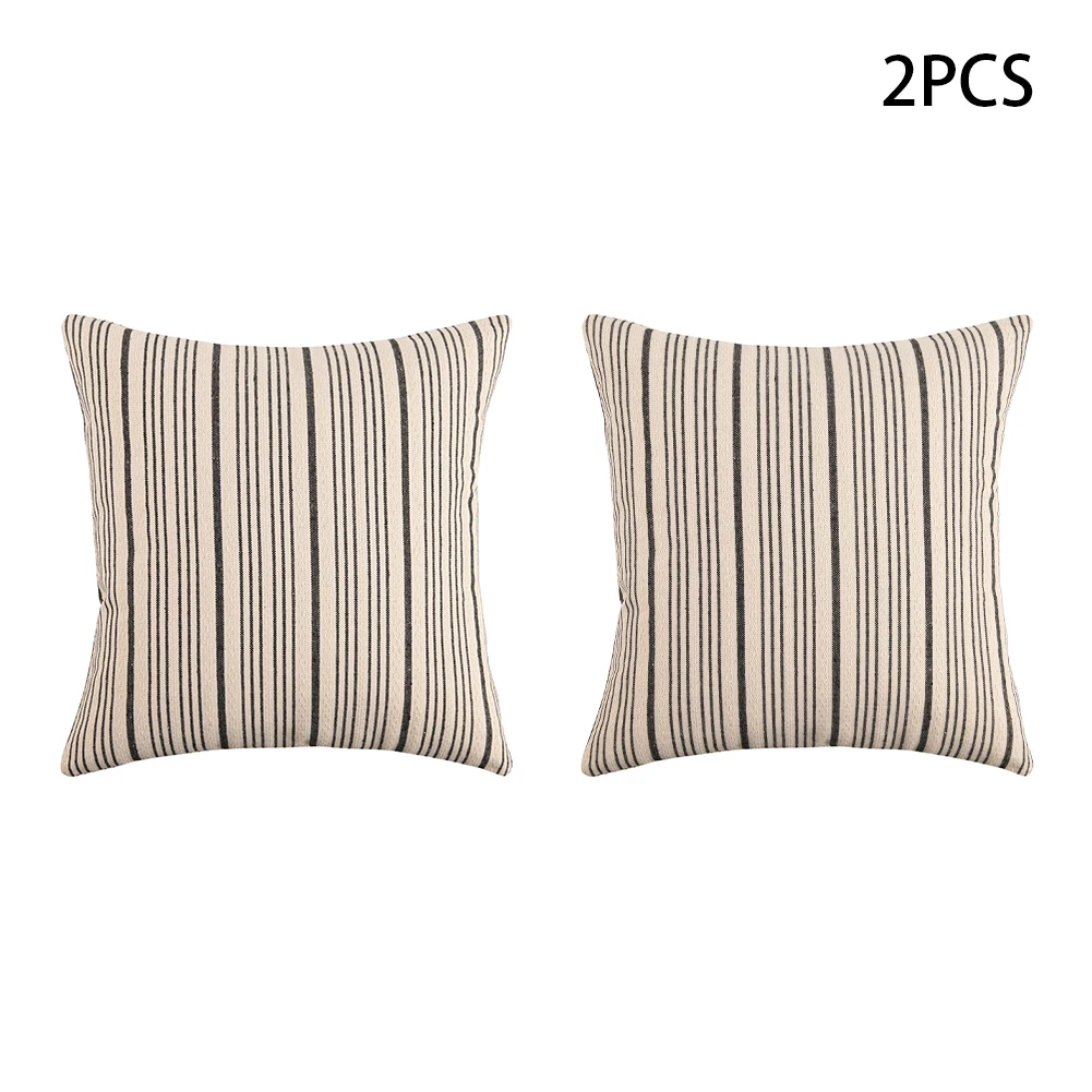 

2pcs Pillow Case Portable Chair Sofa Universal Home Decor Striped Design Polyester Living Room Easy Clean Cushion Covers Bed