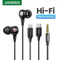 u g reen aux earbuds earphones 3 5mm usb type c wired headphones noise isolating volume control microphone for android mp3mp4