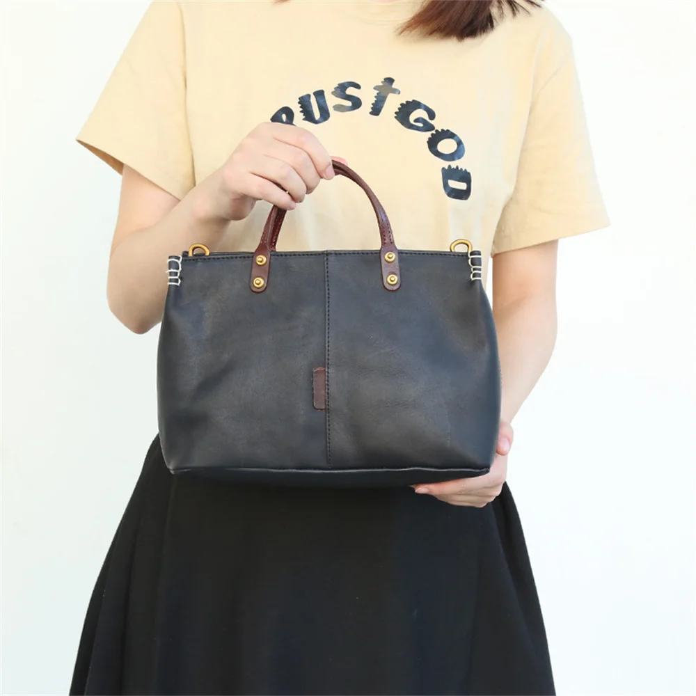 

Original Design Vegetable Tanned Leather Hand Bag Handmade Women's Single Shoulder Bag Women's Bag Cowhide Crossbody Bag