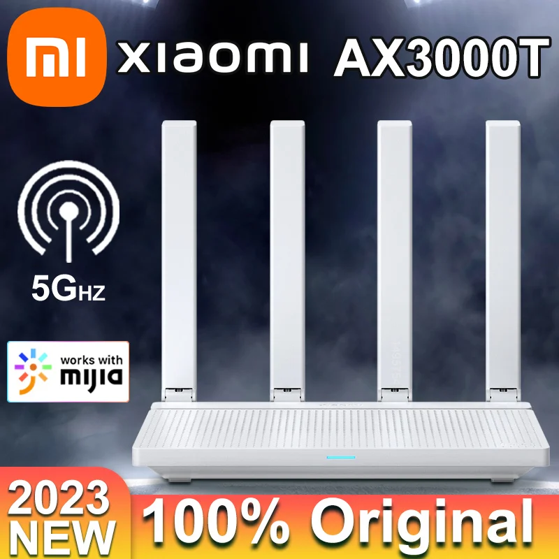 

Protable Fashion Xiaomi AX3000T Router for Home Office Games NFC Connection 2.4GHz 5GHz 1.3GHz CPU 2 x 2 160MHz WAN LAN LED Mi