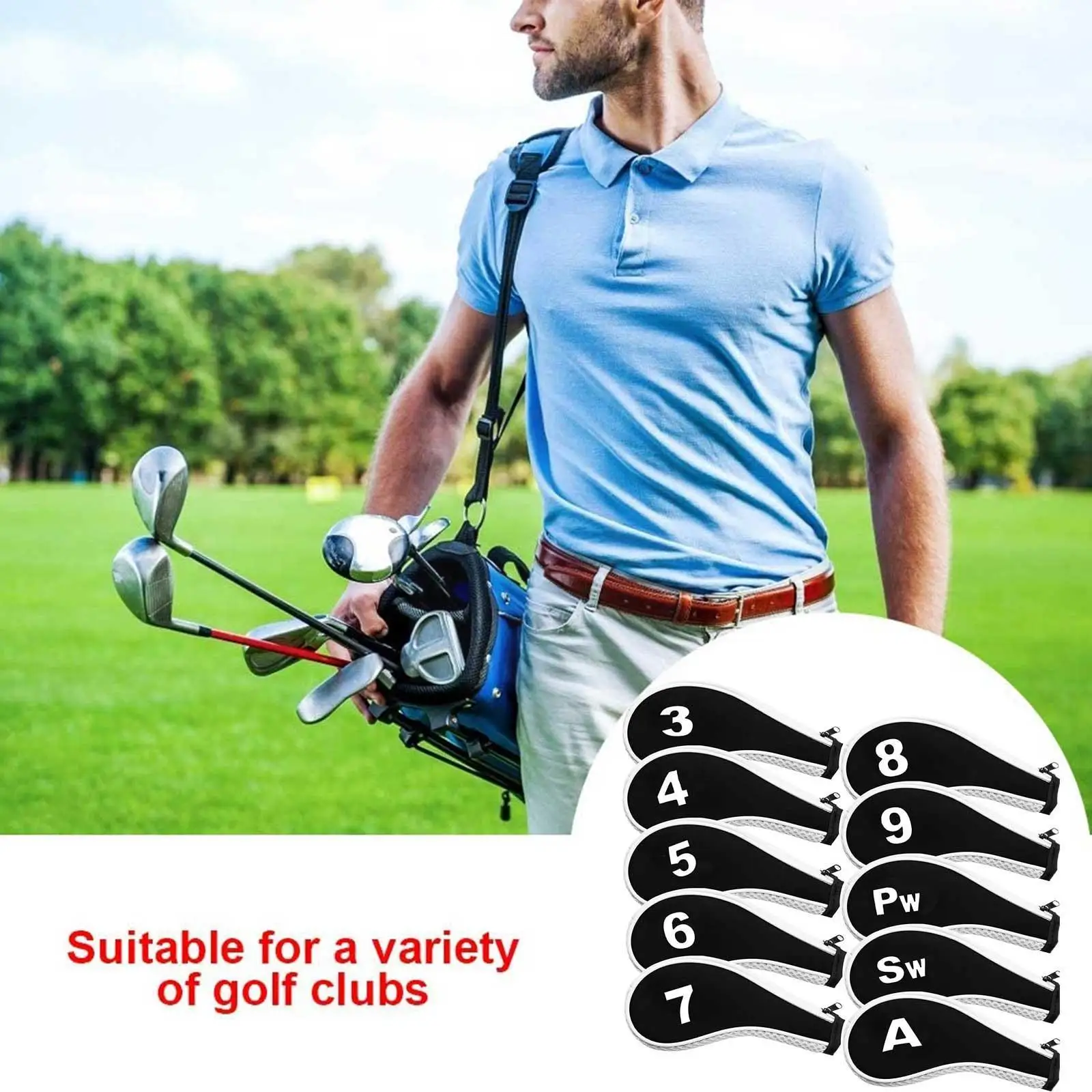 

Чехол для головы с застежкой-молнией для гольфа, материал для дайвинга, длинная шапочка с застежкой-молнией на шею, защита для клуба, молния ...