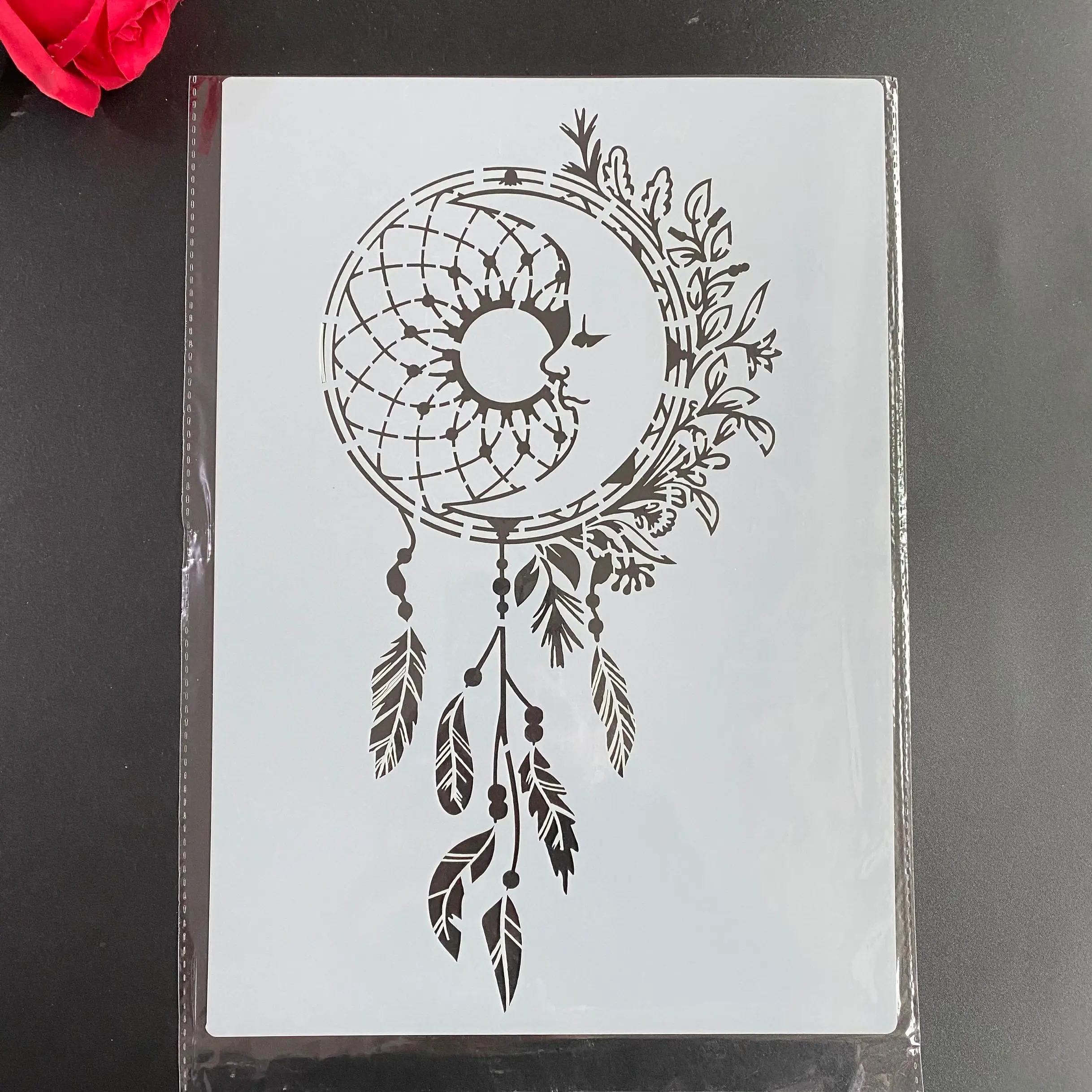 DIY Stencils Wall Painting Scrapbook Coloring Embossing Album Decorative Paper Card Template,wall A4 29 * 21cm Moon earrings