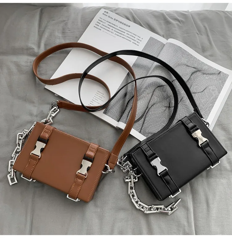 

Small Box Shape Design Pu Leather Shoulder Bags For Women 2023 Cool Black Crossbody Bag Female Travel Handbags And Purse