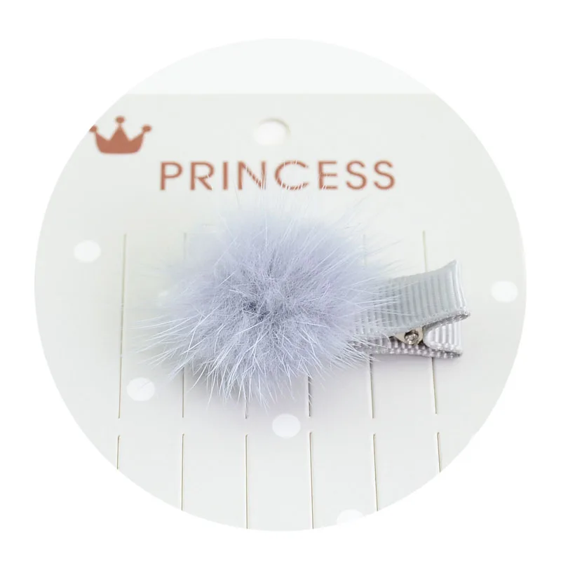 1Pcs Girls Hairpins with Small Fur Pompom Mini Ball Gripper Hairball Pom Hairclips Children Hair Clip Accessorie Wholesale images - 6