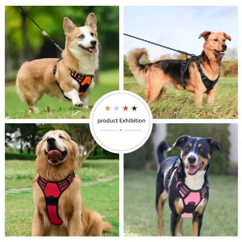 

New in Big Dog Harness Vest Reflective Adjustable Pet Chest Strap Training Pets Harnesses No Pull for Small Medium Large Dogs St