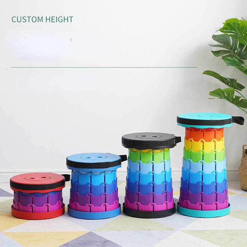 

Portable Camping Folding Stools Lightweight Yet More Sturdy Retractable Stool for Outdoor Fishing Hiking BBQ Party Chair Rainbow