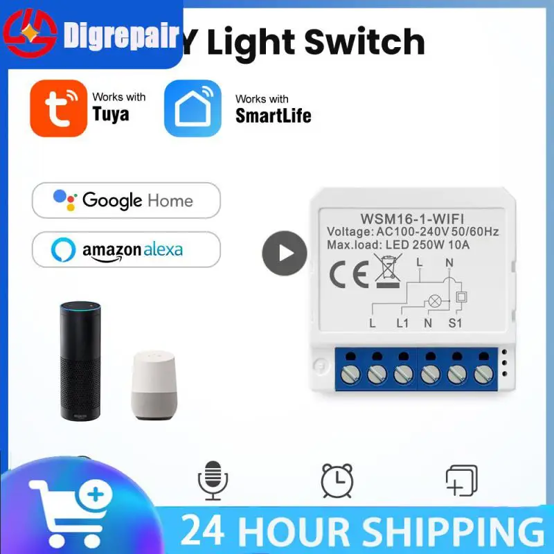 

1/2/3/4 Gang 2-way Control Wifi Switch Dual Control Light Switch Module Support Alexa Google Home Smart Circuit Breaker Mini
