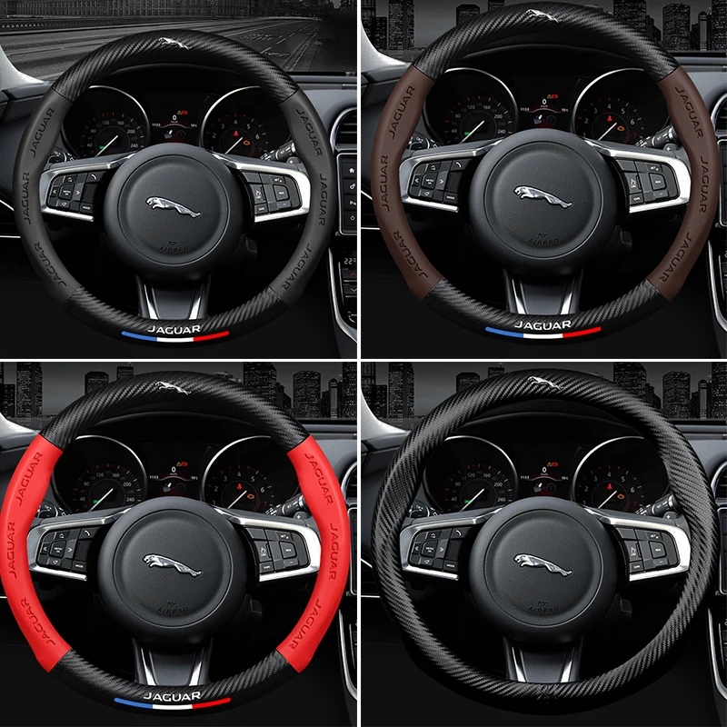 

Suitable For Jaguar F-PACE XE XF XJ XEL XFL Car Styling Embossing Carbon Fiber Steering Wheel Cover Non-slip Car Accessories