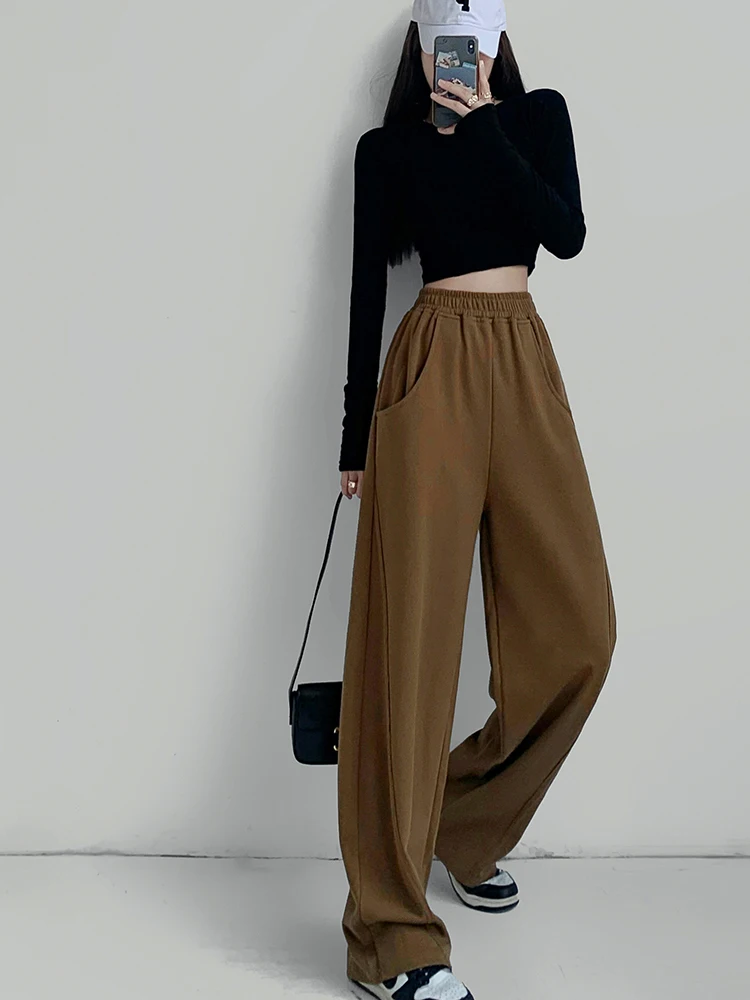 

Loose Sweatpants Autumn Winter Women Green Sport Pants High Waist Loose Trouser Female Fashion Streetwear Straight Pants