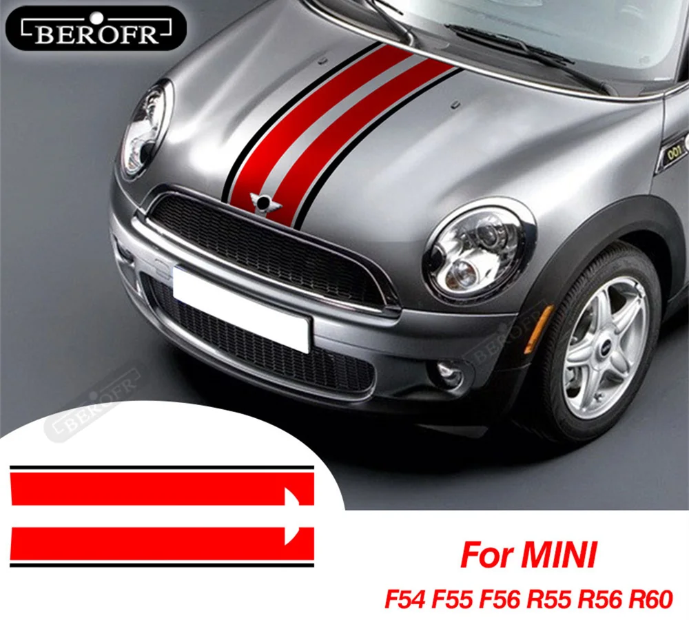 

Car Hood Engine Cover Vinyl Decal Bonnet Stripe Stickers For MINI Cooper F55 F56 R56 Countryman R60 Clubman F54 R55 Accessories