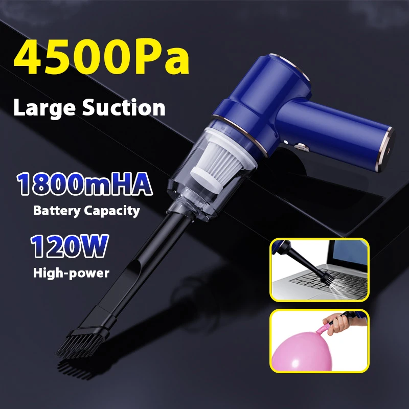 

4500Pa Portable Handheld Car Vacuum Cleaner Super Strong Suction Gun Style Mini Wireless Vacumm Cleaner Interior Home Cleaning