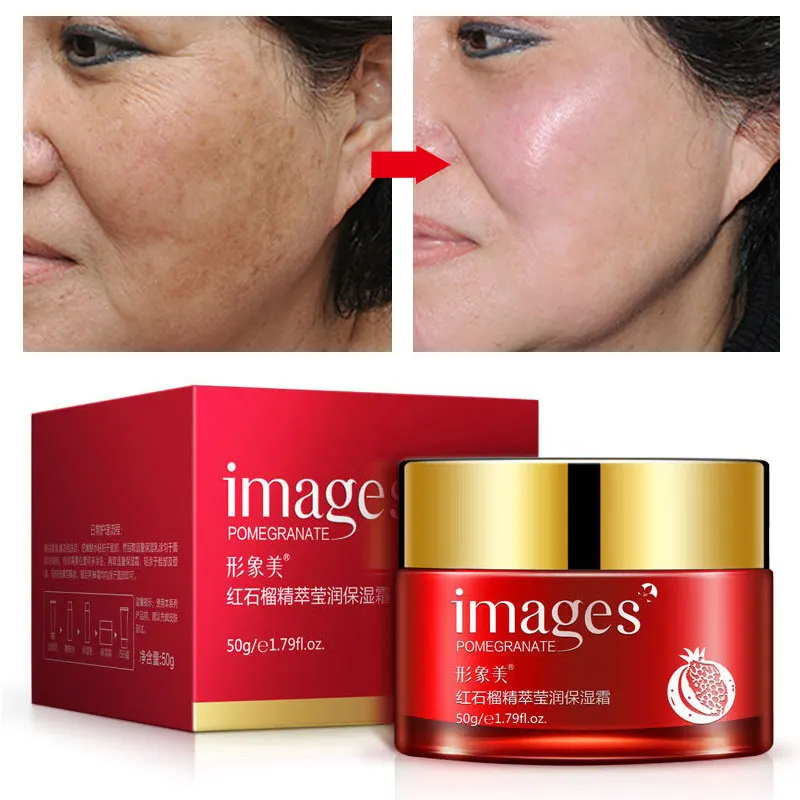 

Face Cream Hydrating Moisturizing Whitening Anti-Aging Fade Fine Lines Repair Nourish Glycerin Pomegranate Unisex Skin Care 50g
