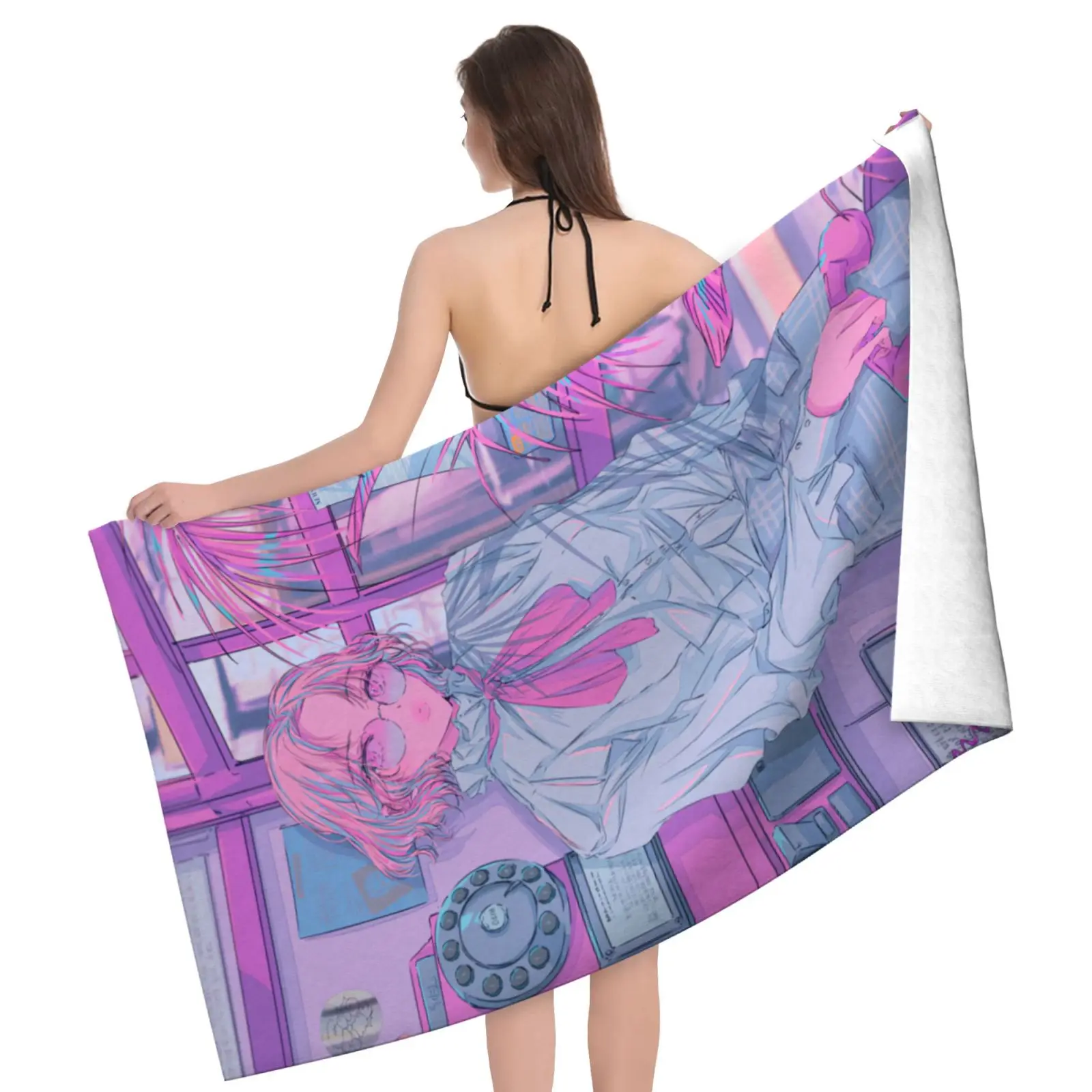 

Anime Manga Girl Hot Spring Home Bathroom Towel Beach Towel Microfiber Towel Beach Towel Hotel Large Bath Towel 70X140