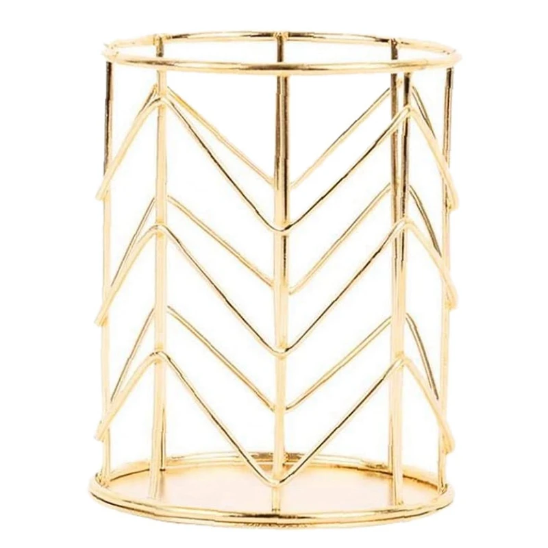 

Золотистый полый держатель для ручек, многофункциональный металлический держатель для ручек, держатель для кисточек для макияжа, украшени...