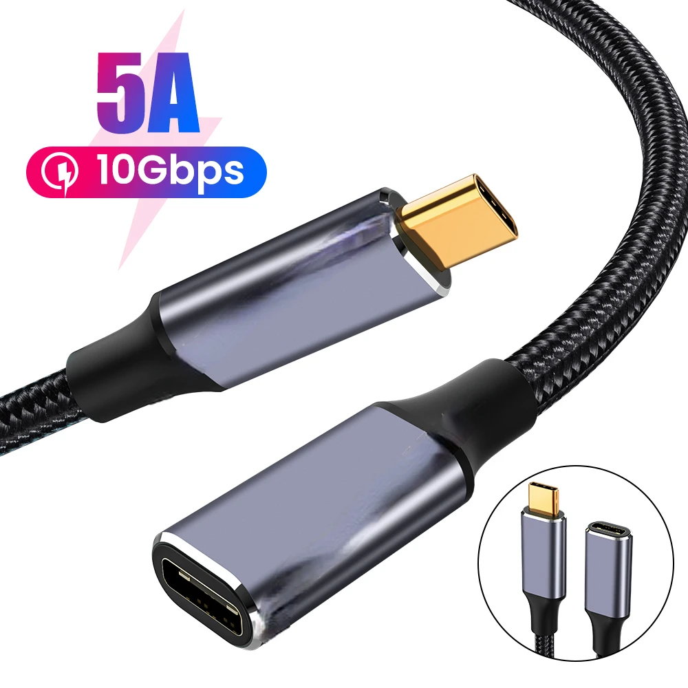 

100 Вт Type C 10 Гбит/с Gen2 USB 3,1 к USB-C Type-C удлинитель для передачи данных кабель для быстрой зарядки УДЛИНИТЕЛЬ шнур для Macbook ноутбука телефона