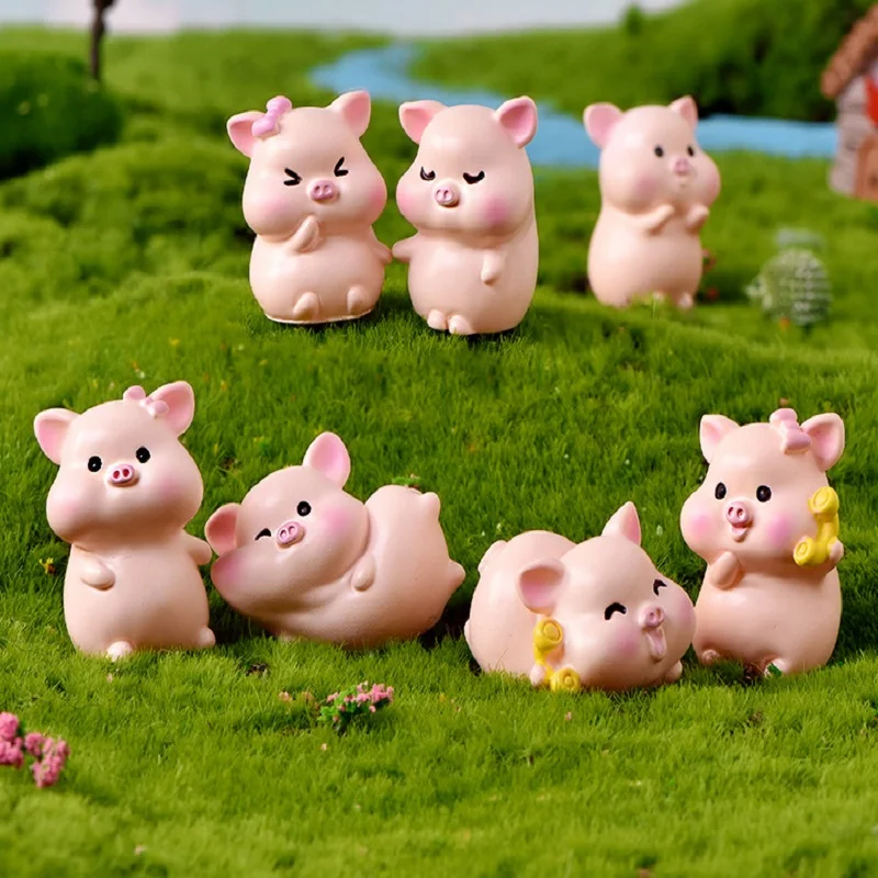 

Cute Pink Pig Mini Miniature Figurine DIY Fairy Garden Doll Home Decoration Micro Landscape Kawaii Accessories Resin Crafts 1Pc