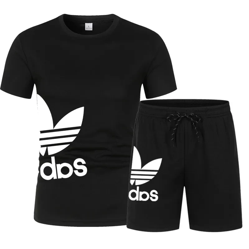 

2023 New Men's Sportswear Summer Set Men's Fitness Set Sports Set Short Sleeve T-shirt+Shorts Quick Drying 2-Piece Set Printing