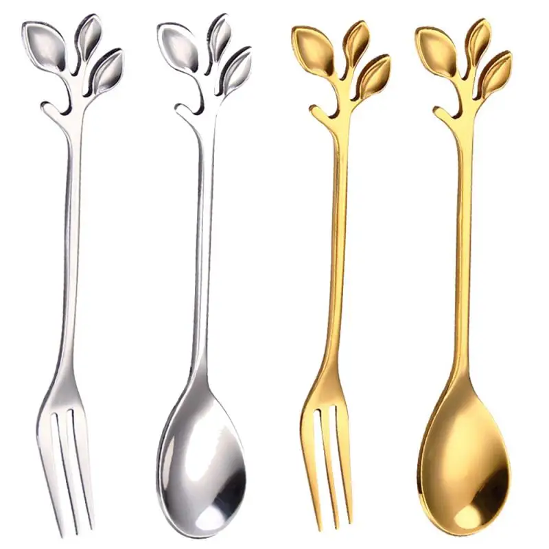 

Branch Leaves Tea Spoon Stainless Steel Creative Coffee Spoon Ice-Cream Tea Stirring Spoons Dessert Espresso Spoons Tableware