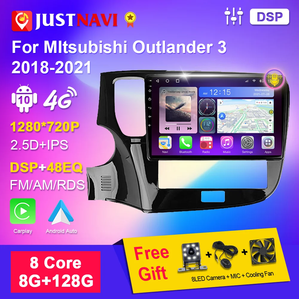 

Автомобильный радиоприемник для Mitsubishi Outlander 3 2020 + навигация GPS, автомобильный плеер, стерео, одинарный сенсорный экран 1 Din