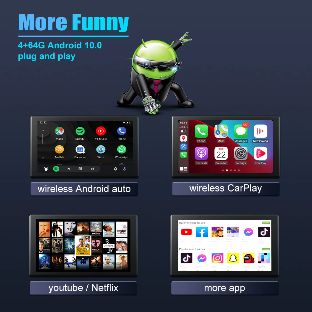 

Carplay ai Box Android 10 Multimedia smart box Wireless android auto Qualonm 8 Core 4+64G For VW Skoda Toyota Audi Kia Honda
