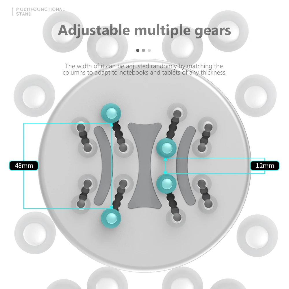 All Metal Base Tablet / Cell Phone Stand Holder Multi-Functional Desktop Storage Adjustable Cables Winder Offiice Accessories