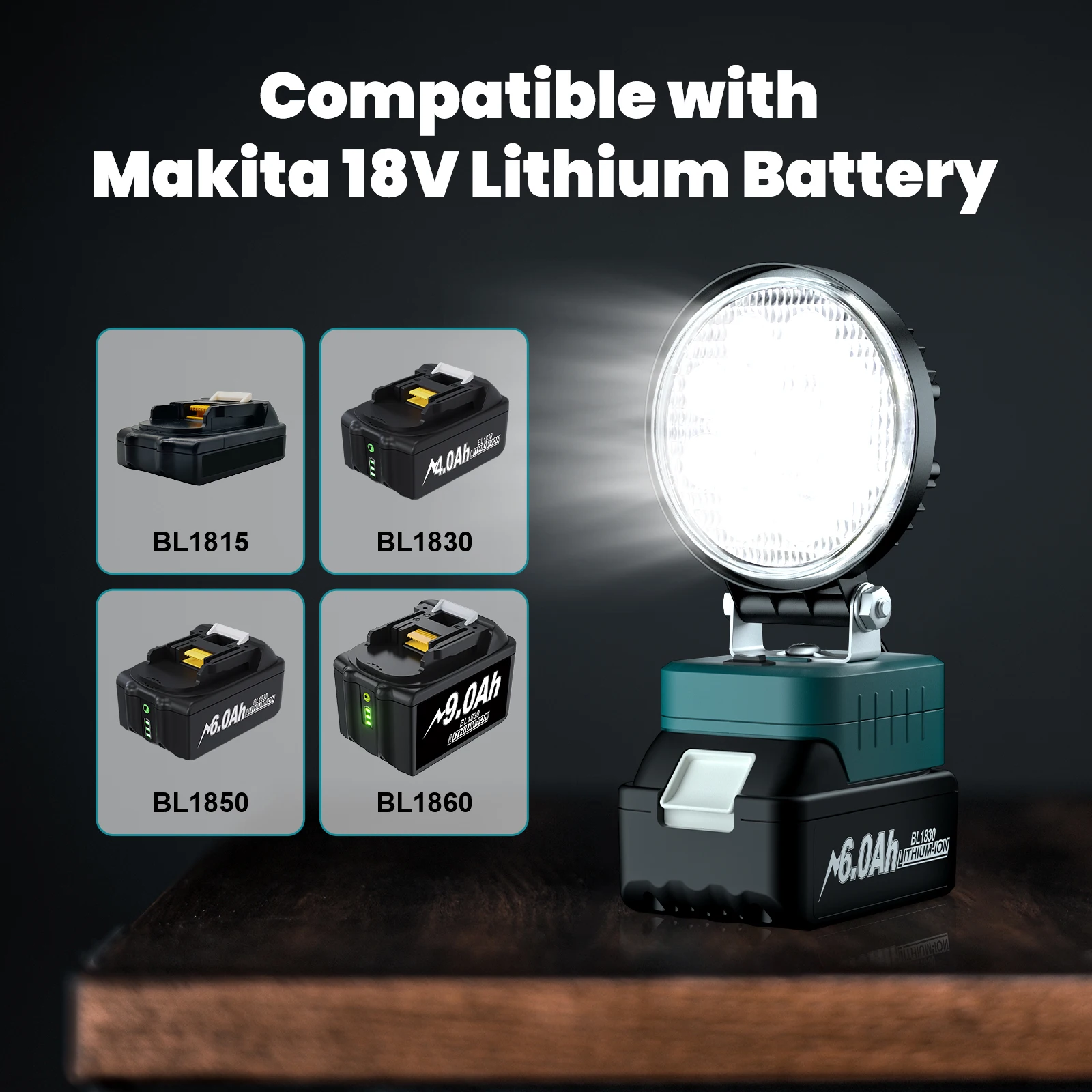 Фонари Рабочие 18 в для аккумулятора Bosch/Dewalt/Milwaukee/Makita