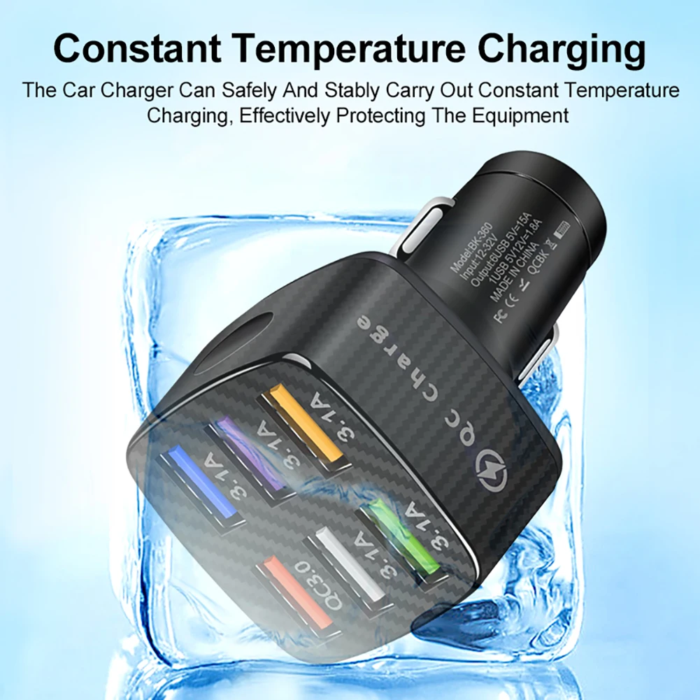 15a car charger 6 usb ports 12v24v car charger adapter fast charging car cigarette lighter splitter for phone iphone xiaomi 12 free global shipping