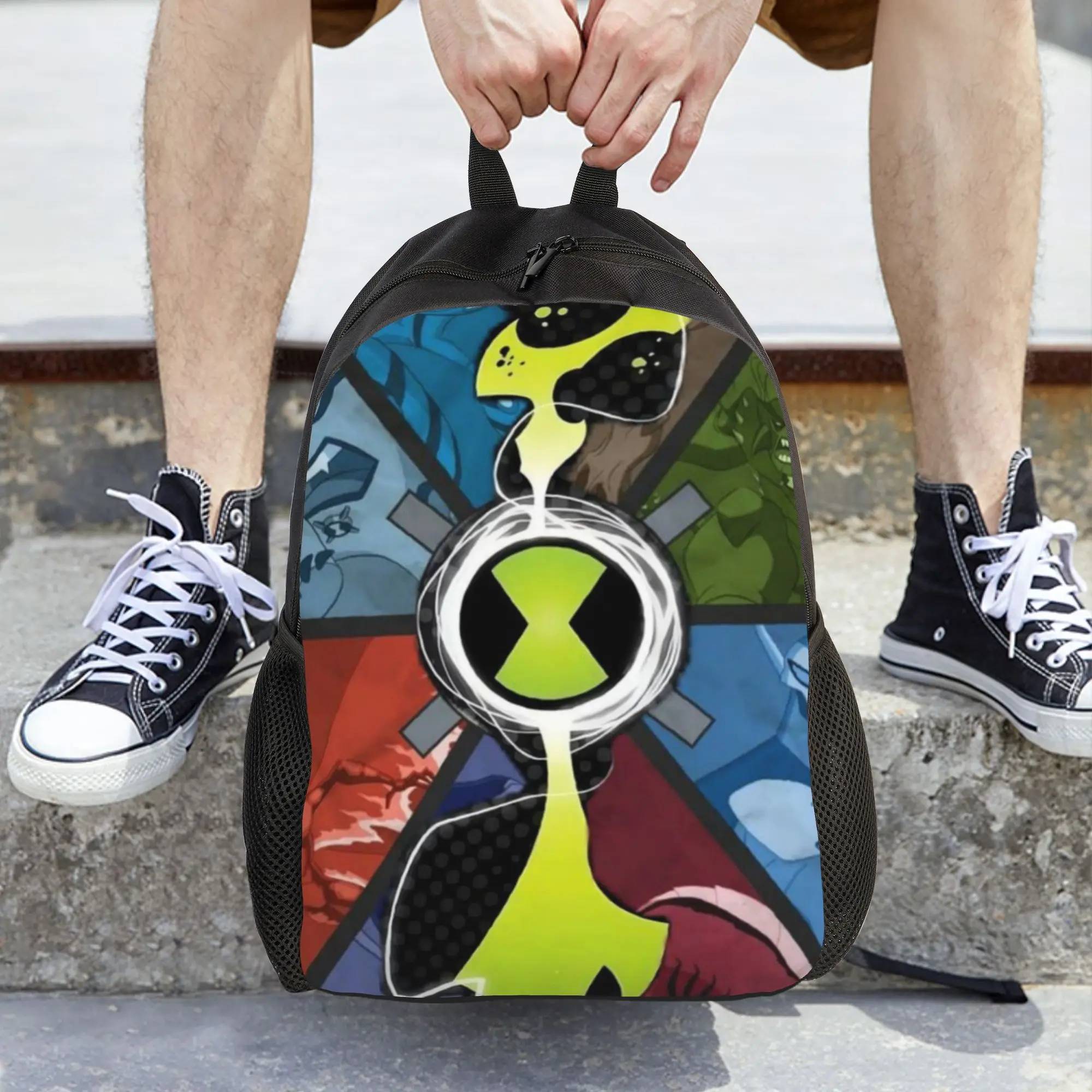 Фото Сезон к школе: школьный рюкзак с логотипом Ben 10 Omnitrix и изображением инопланетян, модный рюкзак для офисных работников Ben 10. №5