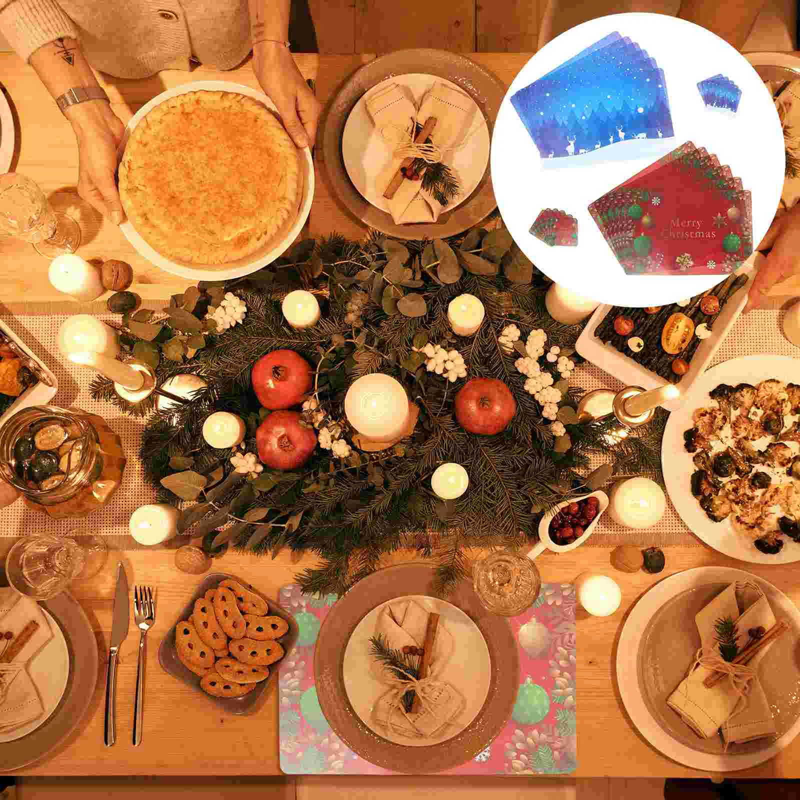 

2 Sets Creative Practical Place Mat Coaster for Party Restaurant Christmas