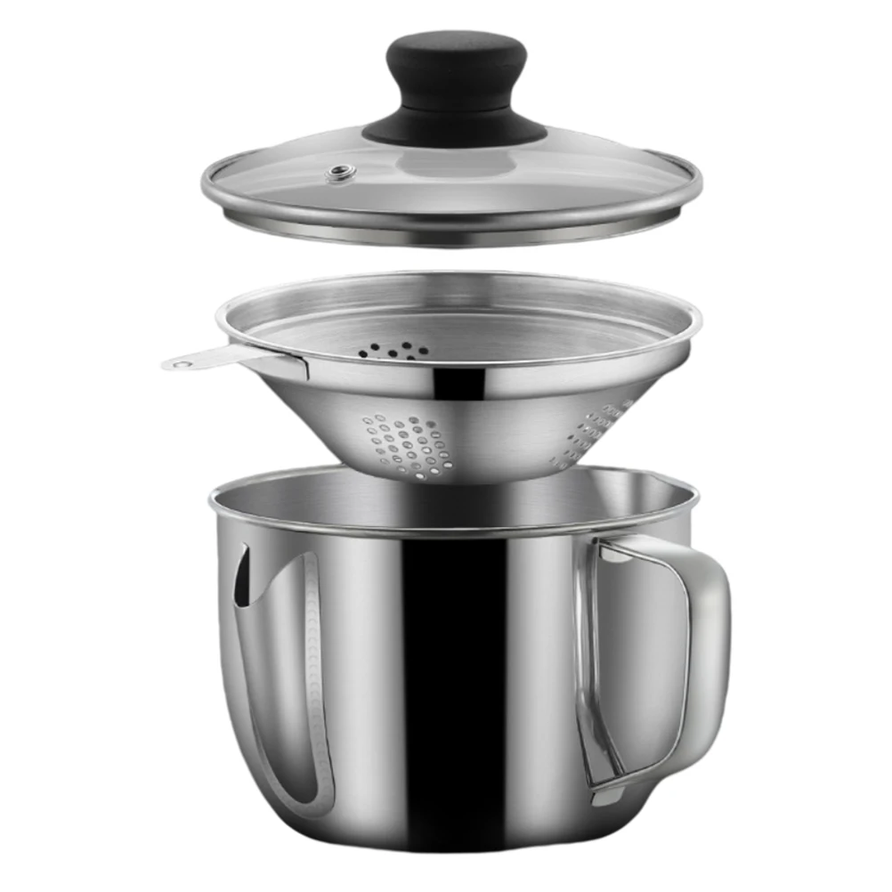 

1000 ml Fat Separator Oil Strainer Cup Stainless Steel Fat Separator Jug Oil Strainer Pot with Strainer and Lid