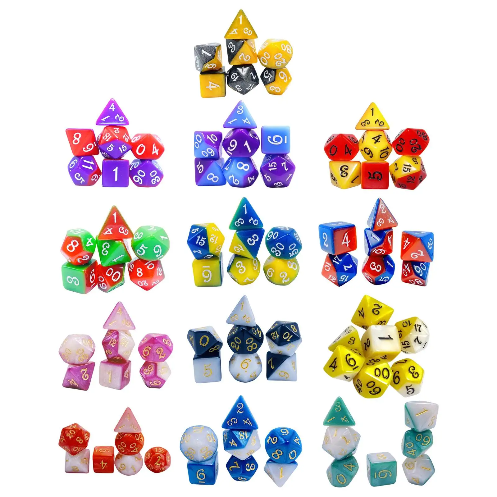 

7 Pieces Game Dices Set D20 D12 D10 D8 D6 D4 Math Counting Teaching Aids Polyhedral Dices for Party KTV Board Game Table Game