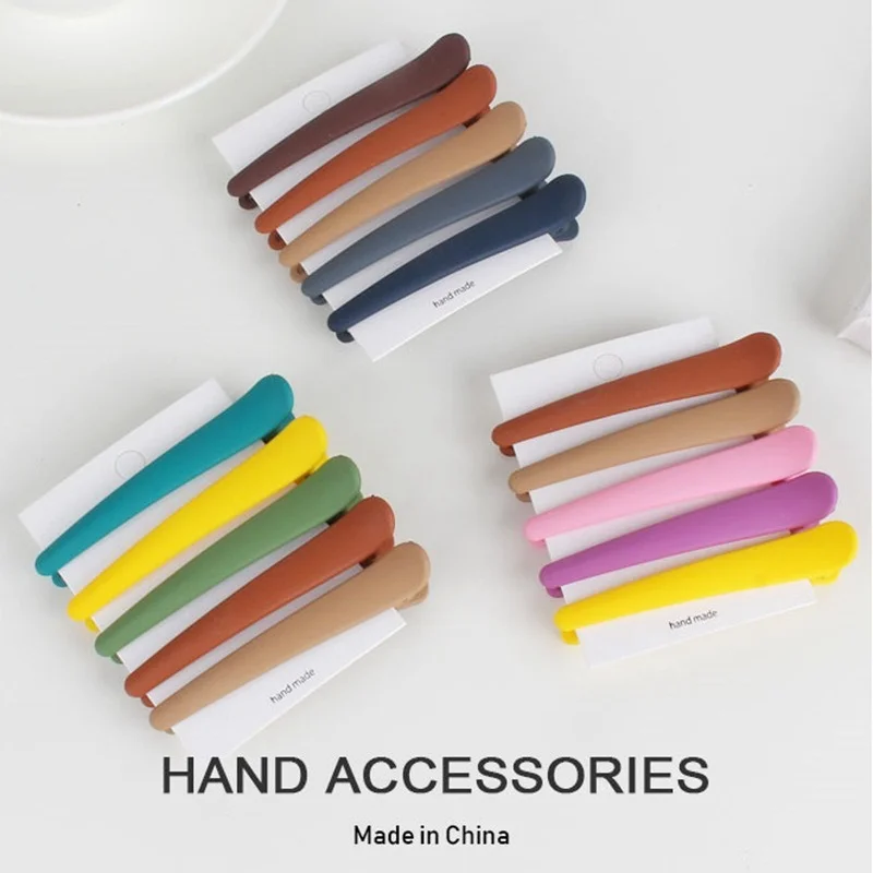 

10 Pcs Frosted Rubber Word Clip Makeup Duckbill Color Bangs Hair Clip Styling Tool