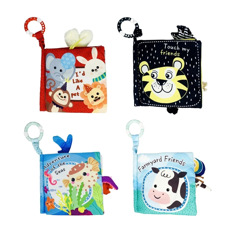 

Kids Interactive Book with CuteTail Made by Cloth Activity Books Preschool Learning Book Pet/Friend/Ocean/Farm Dropshipping
