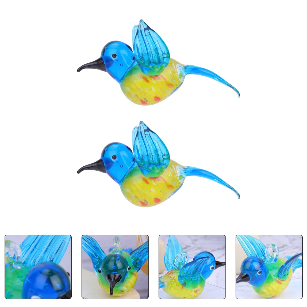 2Pcs Glass Ornaments Ornament for Home Garden Office Desktop Decoration