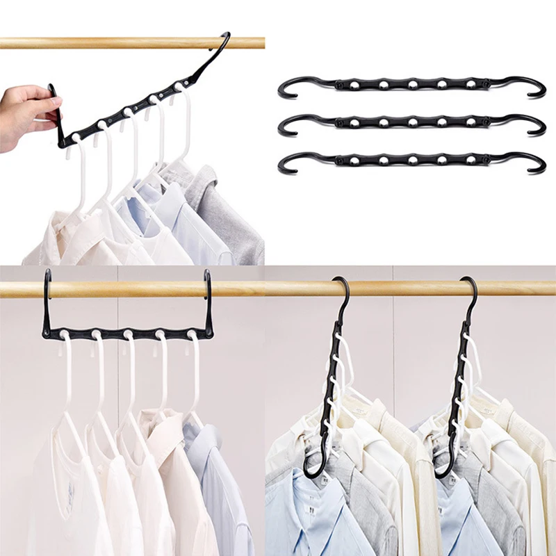 

1pc Multi-port Support Circle Clothes Hanger Clothes Drying Rack Multifunction Space Saving Hanger Black Clothes Hanger