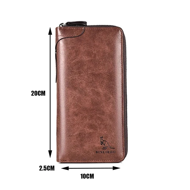 Men's Long Zipper Wallet High Quality Pu Leather Wallet for Men RFID Blocking Business Clutch Bag Credit Card Holder Purse Man 6