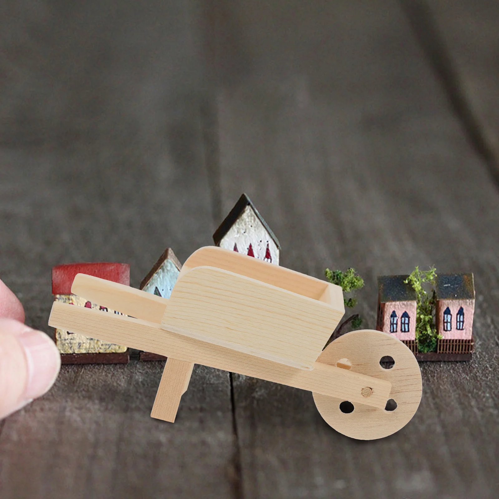 

Mini Cart Miniature Farm Wheelbarrow Kids Toy Tiny Model Toys Decorations Wood Garden Trolley Models Child Outdoor