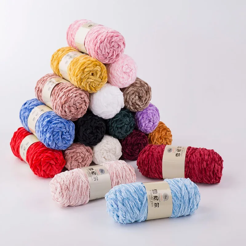 

DIY 100% Polyester Velvet Yarn Amigurumi Accessories Dolphin Baby Plush Crochet Yarn Soft Chenille Yarn for Knitting 1Skein 100g